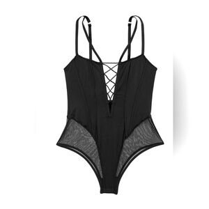 Victoria’s Secret VERY SEXY black lace up corset teddy